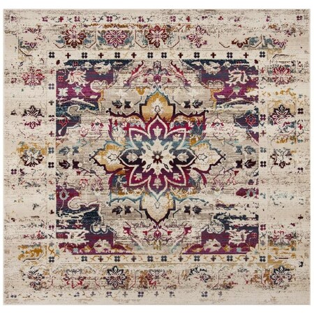Safavieh Baldwin Power Loomed Square Area Rug Cream & Fuchsia - 6 ft.-7 in. x 6 ft.-7 in. BDN193A-7SQ